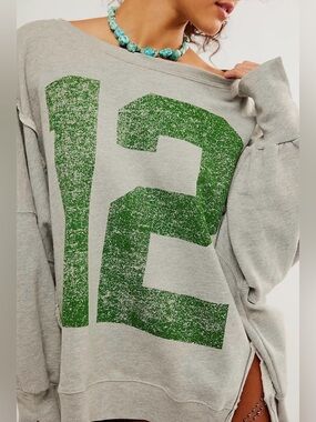 Free People  We the Free Camden Graphic Sweatshirt Number “12” New Size Small